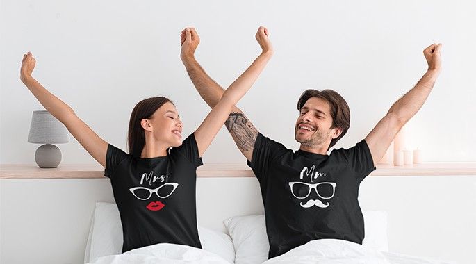 Mr and Mrs. - Matching Couple T Shirt - Punjabi Adda