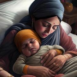 AI Generated Image A Sikh Mother Telling Stories About Vast History To His Son